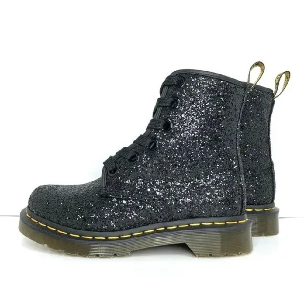 Dr. Martens 1460 Farrah Black Glitter 8-Eye Lace-Up Boot Size 9 - Picture 2 of 10